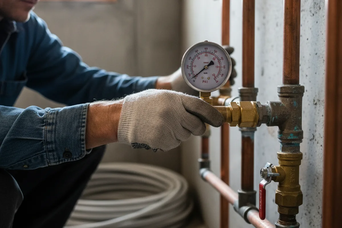 Pressure testing a repaired line during Water Line Repair in Mango